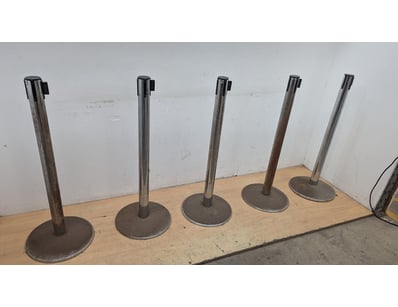 Set of five stainless steel queue management stanc...