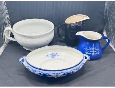 COLLECTION OF VINTAGE TABLEWARE - WHITE EMBOSSED B...