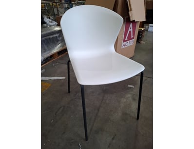 Dining Chairs, White Finish, Black Metallic Style ...