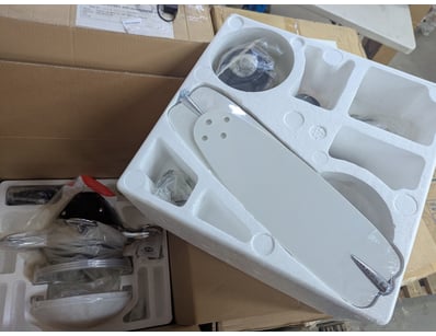 Ceiling fan, light and fan system, white blades

N...