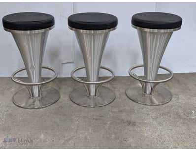 Barstools, silver coloured metal base with black l...