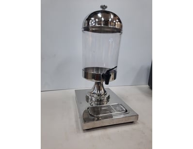 Water dispenser, clear plastic and silver metal fi...