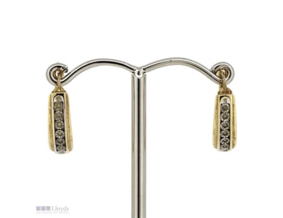 9K YELLOW GOLD AND DIAMOND, U-SHAPED HOOP EARRINGS...