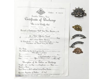 AUSTRALIAN MILITARY FORCES CERTIFICATE OF DISCHARG...