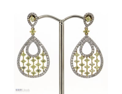 14K WHITE/YELLOW GOLD, FANCY YELLOW DIAMOND AND DI...