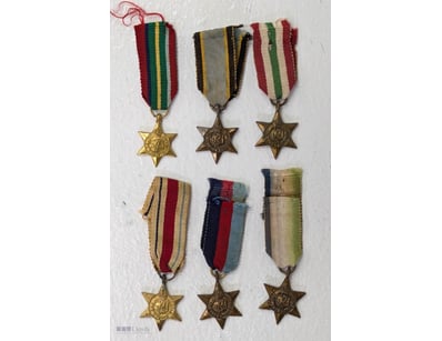COLLECTION OF SIX WORLD WAR II CAMPAIGN STAR MEDAL...
