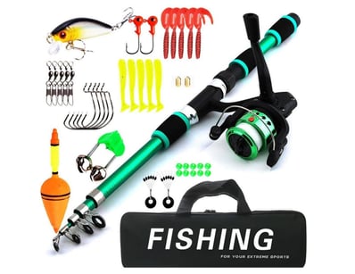 Fishing Rod and Reel Combo With Line 1.8m Telescop...