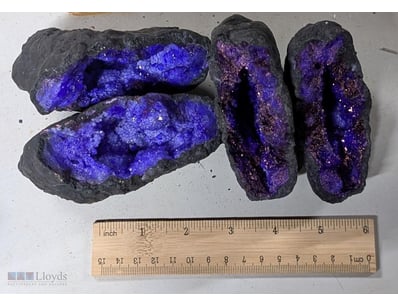 TWO AURA CRYSTAL GEODES FROM MOROCCO - WEIGHS 1.2 ...