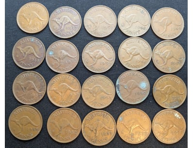 COLLECTION OF AUSTRALIAN COPPER PENNIES

Year Ra...