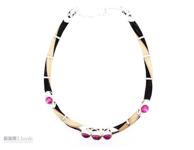 NATURAL BURMESE RUBY NECKLACE ON 925 SILVER - WITH...