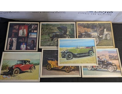 COLLECTION OF FRAMED CLASSIC AUTOMOBILE AND AVIATI...