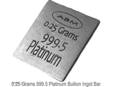0.25 GRAMS 999.5 FINE PLATINUM CERTIFIED BULLION I...