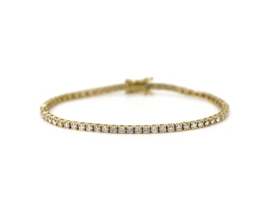 9K YELLOW GOLD AND 2.52CT TDW DIAMOND, TENNIS BRAC...