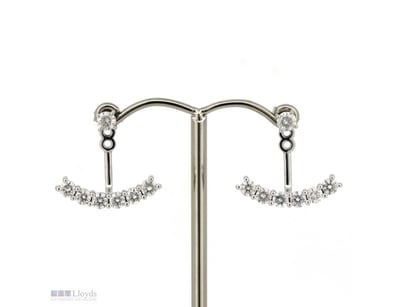 14K WHITE GOLD AND DIAMOND, MULTI-WARE EARRINGS. O...