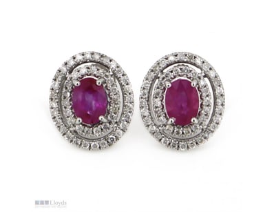 14K WHITE GOLD, PINK SAPPHIRE AND DIAMOND, DOUBLE ...