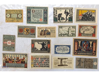 COLLRCTION OF EARLY 1920S GERMANY NOTGELD EMERGENC...