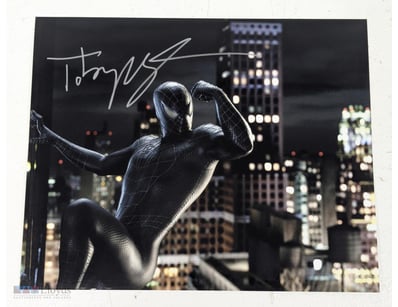 TOBY MAGUIRE HAND SIGNED BLACK-SUITED SPIDER MAN 3...