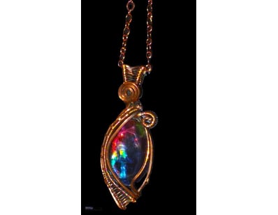 101 TCW WIRE WRAPPED AMMONITE PENDANT AND CHAIN   ...