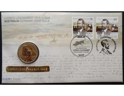 2013 LUDWIG LEICHHART $1 COIN AUSTRALIAN PNC COVER...