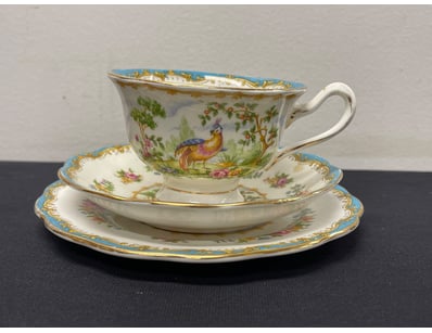 ROYAL ALBERT, CHELSEA BIRD. CUP, PLATE & SAUCER SE...