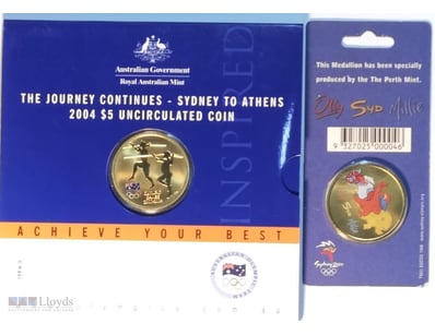 2004 $5 SYDNEY TO ATHEMS & SYDNEY 2000 OLYMPIC GAM...