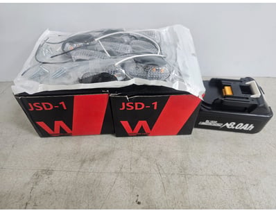 Power tool battery, 2x JSD-1 Warning Lights and li...