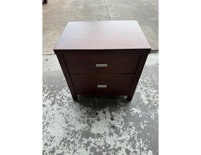 Modern two-drawer bedside nightstand in dark espre...