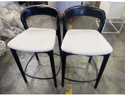 Pair of contemporary bar stools featuring black cu...