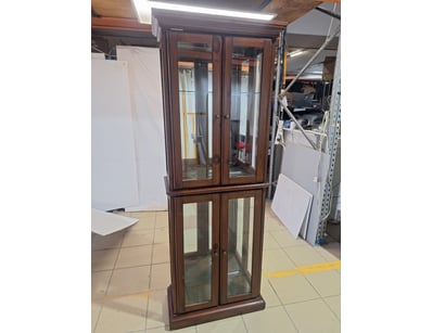 Display Cabinet With Glass Shelving, Timber Style,...