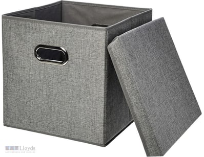Basics Foldable Burlap Cloth Cube Storage Bin with...