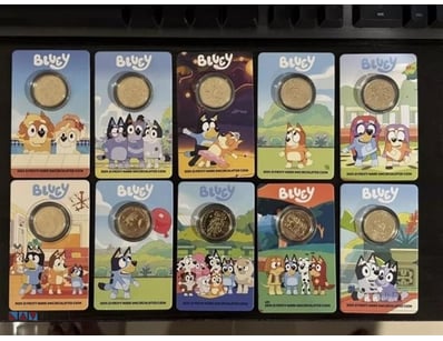 2024 BLUEY COIN CARD SET OF 10 $1 BLUEY DOLLARBUCK...