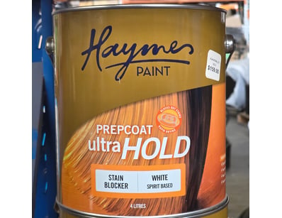 Haymes paint, prepcoat ultra hold, satin blocker, ...