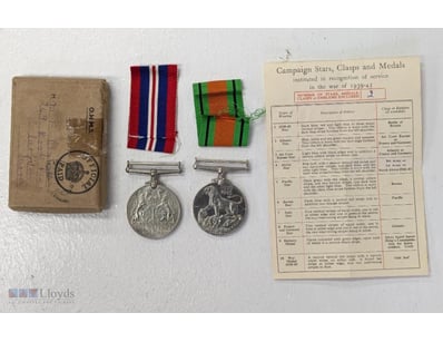 WWII BRITISH NAVAL SERVICE MEDAL GROUP WITH ORIGIN...
