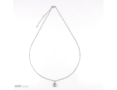 0.16 CT ROUND & BAGUETTE CLUSTER PENDANT NECKLACE ...