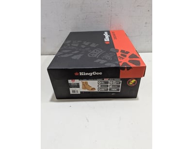 KingGee work boots in original retail packaging. B...