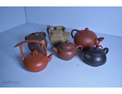 Lot Of 6 Vintage/Old Yixing Clay Pots, All Stamped...