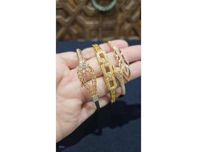 3XPCS  GOLD PLATED BANGLES WITH CUBAIC ZIRCONIA  S...
