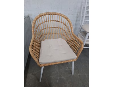 Single Chair With Cushion Seat, Rattan Style, Natu...