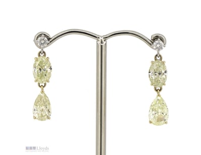 14K YELLOW/WHITE GOLD, FANCY YELLOW DIAMOND, DROP ...