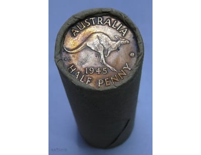 ROLL OF 1945 KGVI, AUSTRALIAN HALF PENNY (50X CIRC...