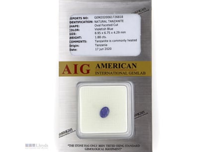 1.88CT CERTIFIED, NATURAL TANZANITE     

Oval Fac...