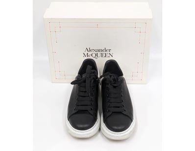 ALEXANDER MCQUEEN BLACK AND WHITE LEATHER PLATFORM...
