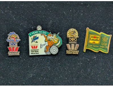 AUSTRALIA'S FIRST BANK OLYMPIC COMMEMORATIVE PIN C...