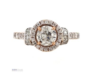 14K ROSE GOLD AND DIAMOND, DRESS RING.      

The ...