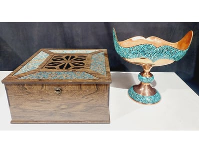 PERSIAN FIROOZEH KOOBI (TURQUOISE INLAY) PEDESTAL ...