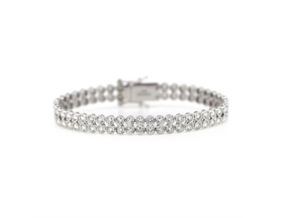 14K WHITE GOLD AND 5.09CT TDW DIAMOND, DOUBLE ROW ...