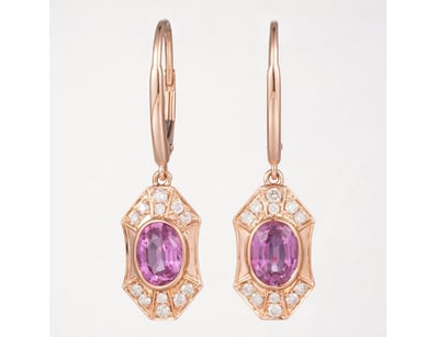 14CT ROSE GOLD PINK CEYLON SAPPHIRE AND DIAMOND DR...