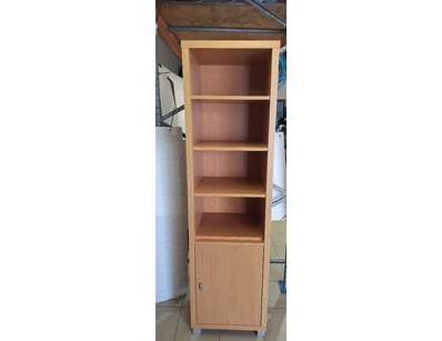 timber bookcase/storage unit featuring light wood ...