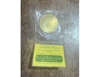 1982 BRISBANE COMMONWEALTH GOLD PLATED MEDALLION  ...