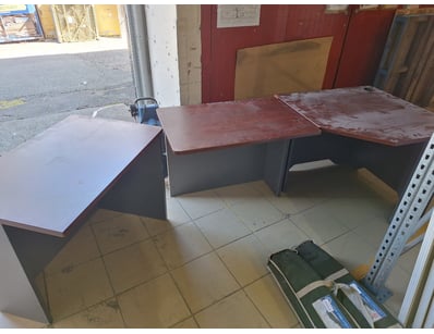 Corner Desk, Timber Style, Brown Finish

